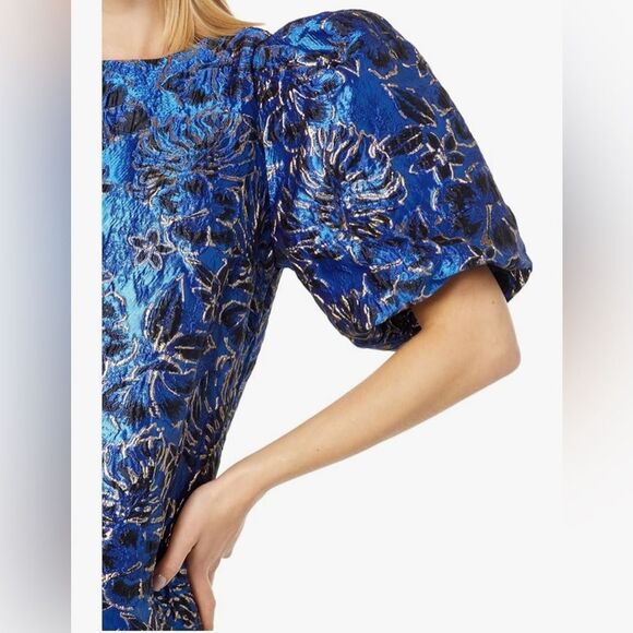 Lilly Pulitzer Pratt Short Sleeve Top Twilight Floral Brocade - Picture 10 of 10